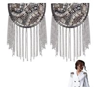 WEBEEDY 2 PCS Épaulettes D'Épaule en Strass avec Tassel en Métal Badge D'Épaulettes Amovible avec Chaîne Tassel Demi-Rond Badge D'Épaulettes pour Hommes et Femmes Accessoires D'Uniforme