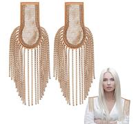 WEBEEDY 2 PCS Gland Épaulettes Épaule Sur la Couture Cristal Chaîne Frange Épaule Badge Broche Broches Cristal Épaulette Frange Épaule Badge Strass Tissu Accessoires Broches pour Femmes