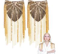 WEBEEDY 2 PCS Or Gland Epaulettes Main Épaulette Fixé avec Broches Strass Épaule Embellissement Épaulettes Uniforme Accessoires pour Femmes Hommes Épaulettes avec Pompon Suspendu