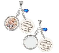 WEBEEDY 2 Pièces Breloque de Bouquet de Mariage Strass Breloque Photo de Mariée Pendentif Médaillon à Cadre Photo Double Face pour la Décoration du Bouquet de Mariée de Mariage