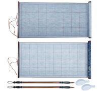 WEBEEDY 2 pièces de Tissu de Calligraphie Chinoise avec 2 Pinceaux Chinois et 2 Coupelles en Plastique, Toile Magique Sans Encre Kit d'Entraînement à la Calligraphie pour Débutants Professionnels