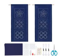 WEBEEDY 2 propose un Kit de Broderie Sashiko avec Motif Floral pour Adultes Débutants,Kit de Broderie Traditionnelle Japonaise avec Modèles de Broderie et Instructions