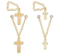 WEBEEDY 2 Sets 4 Styles Or Mexique Croix Chapeau Broche Épingles Religieuses Chaîne Chapeau Broches Strass Broche de Chapeau de Baseball Décoration pour Noël Cadeau de Pâques de Thanksgiving