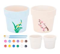 WEBEEDY 2 Sets DIY Ceramic Flower Pots Figurines Peindre Vos Propres Pots de Succulentes en CéramiquePots de Fleurs en Céramique Projet d'artisanat en Classe pour Les Débutants Acticité Amusante