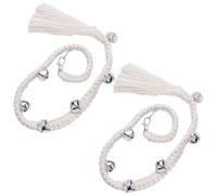 WEBEEDY 2 Sonnettes pour Chien Suspendues pour l'Apprentissage de la Propreté, Sonnette Macramé Ajustable avec 6 Sonnettes Bruyantes pour Apprendre aux Petits Chiens de Taille Moyenne à Sortir(Beige)