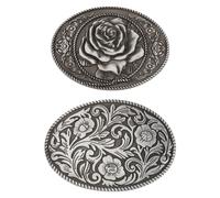 WEBEEDY 2 Styles Boucles de Ceinture à Fleurs Ovales pour Femmes et Hommes, Ceinture en Cuir Occidentale Florale de Fleur de Rose Ceinture à Boucle Médiévale Vintage