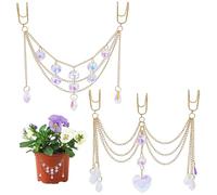WEBEEDY 2 Styles Suspension pour Plantes Attrape Soleil Accessoires pour Plantes en Perles De Cristal Suspension Attrape Soleil en Cristal pour Pots Décoration Jardin Intérieur Extérieur Fenêtre
