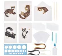 WEBEEDY 20 Ensemble de Papier Quilling Kit pour Adulte Débutants DIY Thème Chat Kit de Fabrication de Cartes de Voeux avec Instruction Animal Pet Cat Card pour Anniversaire,Fête des Mères,Thanksgiving