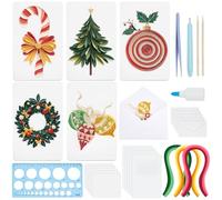 WEBEEDY 20 Ensembles Kit de Quilling de Noël Cartes de vœux de Noël faites à la main Arbres en 3D Couronnes Boules Étoiles Kit de Création de Cartes avec Instructions pour Adultes Débutants