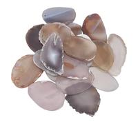 WEBEEDY 20 morceaux de Tranches de Table en Agate Gris Naturelles Irrégulières Tranchées Minces D'Agate Polies Pendentifs D'Agate avec Trous Percés pour la Fabrication de Bijoux Décoration de Noël