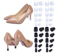 WEBEEDY 20 Paires de Protège-Talons pour Talons Hauts 5 Tailles Rondes Protections de Remplacement pour Talons Haute Femmes Antidérapants Réducteurs de Bruit Embouts pour Talons(Noir,Transparent)