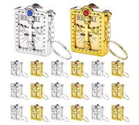 WEBEEDY 20 Pièces Mini Livres Bible Porte-Clés Petit Saint Bible Pendentif Chrétien Jésus Porte-Clés pour Cadeaux de Baptême
