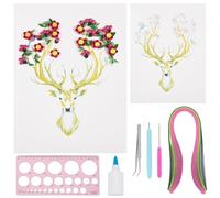 WEBEEDY 20 Sets Bricolage de Cerfs en Pierre de Noël 21x29.7 cm Kit de Fabrication de Papier Quilling pour Adultes Kit D'Artisanat de Papier Quilling avec Instruction Décoration D'Intérieur Moderne
