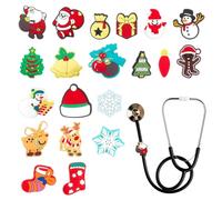 WEBEEDY 20 Styles de Charmes de Stéthoscope d'Noël Arbre d'Noël en Dessin Animé Bonhomme de Neige Charmes de Stéthoscope pour Médecin et Infirmière Accessoires de Stéthoscope Personnalisés Cadeau