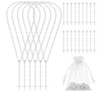 WEBEEDY 24 Ensemble Collier Chapelet Perles de Nacre Blanc Chapelet Catholique avec Jésus Christ Crucifix Croix et Sacs en Organza Cadeaux Catholiques en Gros pour la Première Communion