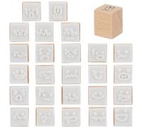 WEBEEDY 25 Styles Emojis Tampons en Bois en Caoutchouc Variés Ensemble de Tampons Décoratifs pour L'Artisanat Carrés de 15mm Tampon en Bois en Caoutchouc pour Scrapbook et Fabrication de Cartes
