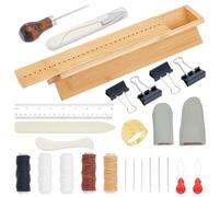 WEBEEDY 26 pièces Cradle de Reliure en Bambou avec Fournitures de Reliure pour L'Artisanat de Livres DIY Ensemble D'Outils de Poinçonnage avec Alêne Plieuse à Os le Berceau Fil et Plus