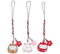 WEBEEDY 3 Couleur Pendentif de téléphone pour chat porte-bonheur Breloque de Téléphone en Forme de Fleur de Cerisier Breloques Mignonnes en Forme de Chat Maneki Neko Japonais Omamori Chinois Feng Shui