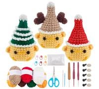 WEBEEDY 3 Ensembles de Kit de Crochet de Poulet de Noël pour Débutants Kit de Démarrage pour Adultes pour Tricoter/Crocheter un Animal en Peluche de Poulet en DIY avec Instructions Cadeau de Noël