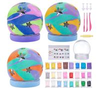 WEBEEDY 3 Jeux de Lanternes en Argile Séchée Kit de Luminaires Artistiques pour Adultes, avec Bougies Led, Argile Colorée et Boule Transparente, Cadeaux Créatifs