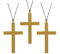 WEBEEDY 3 pièces Grand Plastique Or Moine Croix Géant Prêtre Nonne Croix Crucifix Habiller Costume Accessoires pour Femmes Hommes Décoration Murale,12x17cm