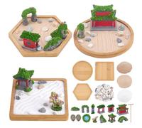 WEBEEDY 3 Sets Kit Jardin Zen Japonais pour Bureau,Mini Bac à Sable pour Bureau Jardin Zen Acessoires Méditation Décoration Maison Bureau Cadeaux Relaxation Cadeaux d'Anniversaire