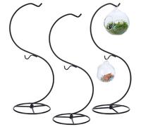 WEBEEDY 3 Sets Support de Présentation d'Ornement en Fer Crochet de Suspension en forme de S pour Boule de Verre Globe Plante d'Air Terrarium Maison Jardin Décoration de Bureau Noël 34.2x12.4cm