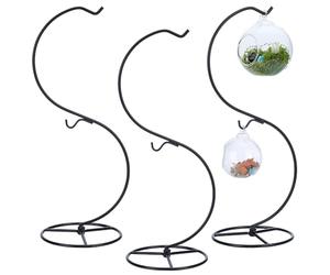 WEBEEDY 3 Sets Support de Présentation d'Ornement en Fer Crochet de Suspension en forme de S pour Boule de Verre Globe Plante d'Air Terrarium Maison Jardin Décoration de Bureau Noël 34.2x12.4cm
