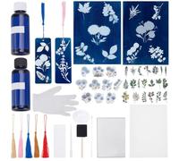WEBEEDY 30 Feuilles de Papier D'Impression Cyanotype & 10 Marque Pages pour Cyanotype Kit de Papier à Dessin Artistique pour Adultes pour Projet DIY (Feuilles et Pissenlit)