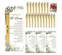 WEBEEDY 36 Ensembles de Thème Décor Eucalyptus en Stylo Bambou en Vrac | Avec Cartes Inspirantes, Cadeaux d'Appréciation des Employés, Ensemble de Stylos et Cartes de Remerciement