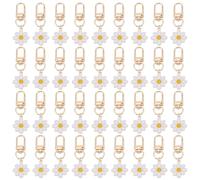 WEBEEDY 36 Pièces 6 Couleurs Porteclés Fleurs Porte-clés Daisy Mignon pour Femmes, Porte-clés Pivotant en Alliage en Vrac pour Sacs à Dos Sac à Main Décorations Noël