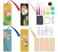 WEBEEDY 4 Ensemble de Marque Pages DIY en Émail Cloisonné de Lotus pour Débutants Kit de Fabrication de Marque Pages avec Tout les Accessoires et Instructions Kit de Peinture en Émail Cloisonné DIY