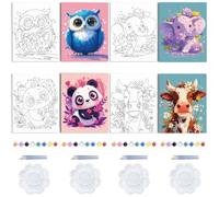 WEBEEDY 4 Ensemble de Toiles Pré Dessinées pour Peinture D'Animaux Lot Mignon de 20x25cm toiles avec Images pour Adultes Débutants Idéal pour les Fêtes de Peinture Cadeaux de Rentrée Scolaire