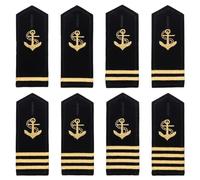 WEBEEDY 4 Paires de Barres D'Uniforme Professionnel Épaulettes Épaulettes Ancre Dorée Panneau Dur Capitaine Compagnon Uniforme D'Amiral de la Flotte de la Marine Cosplay Curseurs D'Épaulettes
