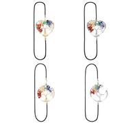 WEBEEDY 4 Paquets Arbre de Vie Marque-Page Élastique 7 Chakra Cristal Marque-Page Pierre de Guérison Perles Signets Marque-Page Vintage en Métal Cadeau Parfait pour Étudiant Enseignant Bureau