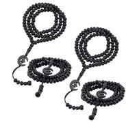 WEBEEDY 4 Pièces Perles de Prière Musulman Tasbih Zikr Rosaire Collier Bracelet avec Charm Pendentif Étoile Lune Gland pour Hommes Femmes Prière Quotidienne Méditation Ramadan Eid Mubarak Décoration
