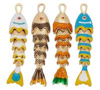 WEBEEDY 4 Styles de Charme Poisson pour la Fabrication de Bijoux Doré à l'or Poisson 3D Cuivre Animal Marin Charmes Poisson Porte Bonheur pour artisanat Fait Main Bracelet été Cadeau 4.5 cm