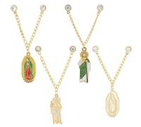WEBEEDY 4 Stylés Mexique Broche de Chapeau Epingle de Chaine Religieuse Epingle de Chapeau Christ Jésus Broche de Chaine Décoration de Chapeau avec Pendentif Guadalupe pour Evénements d'Eglise, Noël
