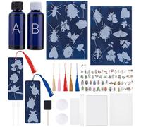 WEBEEDY 40 ensembles Cyanotype Sun Print Kit Insect Thème Fleurs Feuilles Kit d'impression solaire avec instructions pour adultes débutant A5 Papier à dessin pour artisanat d'art bricolage