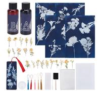 WEBEEDY 40 Kit Cyanotype Kit Cyanotype Complet Comprenant 30 Feuilles Cyanotypepapier Haute Sensibilité et 10 Marque-page pour Projets de Tissu Teinture L'impression du Sunflower Daisy Art Paper DIY