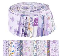 WEBEEDY 40 Pièces de Bandes de Tissu Jelly Roll pour le Patchwork 20 Styles Bandes de Quilting en Tissu de Coton Doux à Fleurs Violettes pour Vêtements Tapis Couture DIY 6.5x100cm