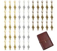 WEBEEDY 45 pc 3 Couleurs Vintage Mini Charmes Carnet Poissons avec Mousqueton pour Décoration Journal de Voyage, Pendentifs à Clip pour Création Bijoux Décoration Badge Reel Sac à Dos
