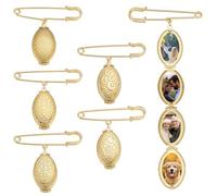 WEBEEDY 5 Style Broche Médaillon pour Bouquet de Mariée en Or Charm Personnalisé pour Photo de Mariage Broche DIY Charm de Mémoire de Mariage pour Anniversaire Décoration D'Anniversaire de Mariage