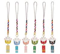 WEBEEDY 6 Couleur Feng Shui Chanceux Chat Porte-Clés Omamori Amulette Breloque de Téléphone Pendentif Mignon Chat Maneki Neko Japonais Omamori Chinois Feng Shui Bonne Fortune Décoration de Chat