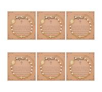WEBEEDY 6 Ensemble Cadeau de Bracelet Croix Catholique pour Femmes Bracelet de Perles de Chapelet de la Vierge Marie avec Cartes Cadeau Religieux Chrétien pour la Confirmation le Baptême et Noël