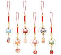 WEBEEDY 6 Modèles de Porte-clés Chat Chanceux Pendentif Maneki Neko Charme Chat pour Téléphone Japonais Richesse Santé Fortune Porte-clés Chat Chanceux Pendentif Charms pour Décor de Sac Main(13cm)