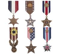 WEBEEDY 6 Pcs Insigne de Médailles de Héros Militaire Gothique Étoile Pendentif Broche Broches Costume Héros Militaire Médailles de Combat Broche Médaille Militaire Accessoires