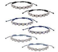 WEBEEDY 6 Pcs Médaille Chrétienne Bracelets à Cordon Réglable Bracelet Chrétien Cadeaux pour Femmes Hommes