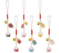 WEBEEDY 6 Styles Porte Clés Chat Chanceux Maneki Neko porte Clés Japonais Chat Beckoning Chaînes Clés Chinoises Feng Shui Décorations pour Sacs Téléphones Ornements Cadeau