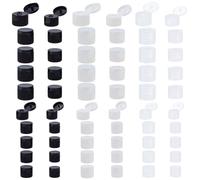 WEBEEDY 60 PCS 12 styles Kit de Bouchon pour Vider les Bouteilles 4 Tailles Bouchon Distributeur Réutilisable à Couvercle Rabattable Remplacement du Bouchon Inversé Antifuites(Blanc Noir Transparent)